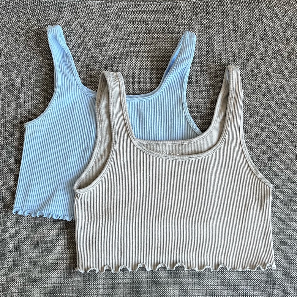 Set of Aeropostale cropped ripped tank tops
